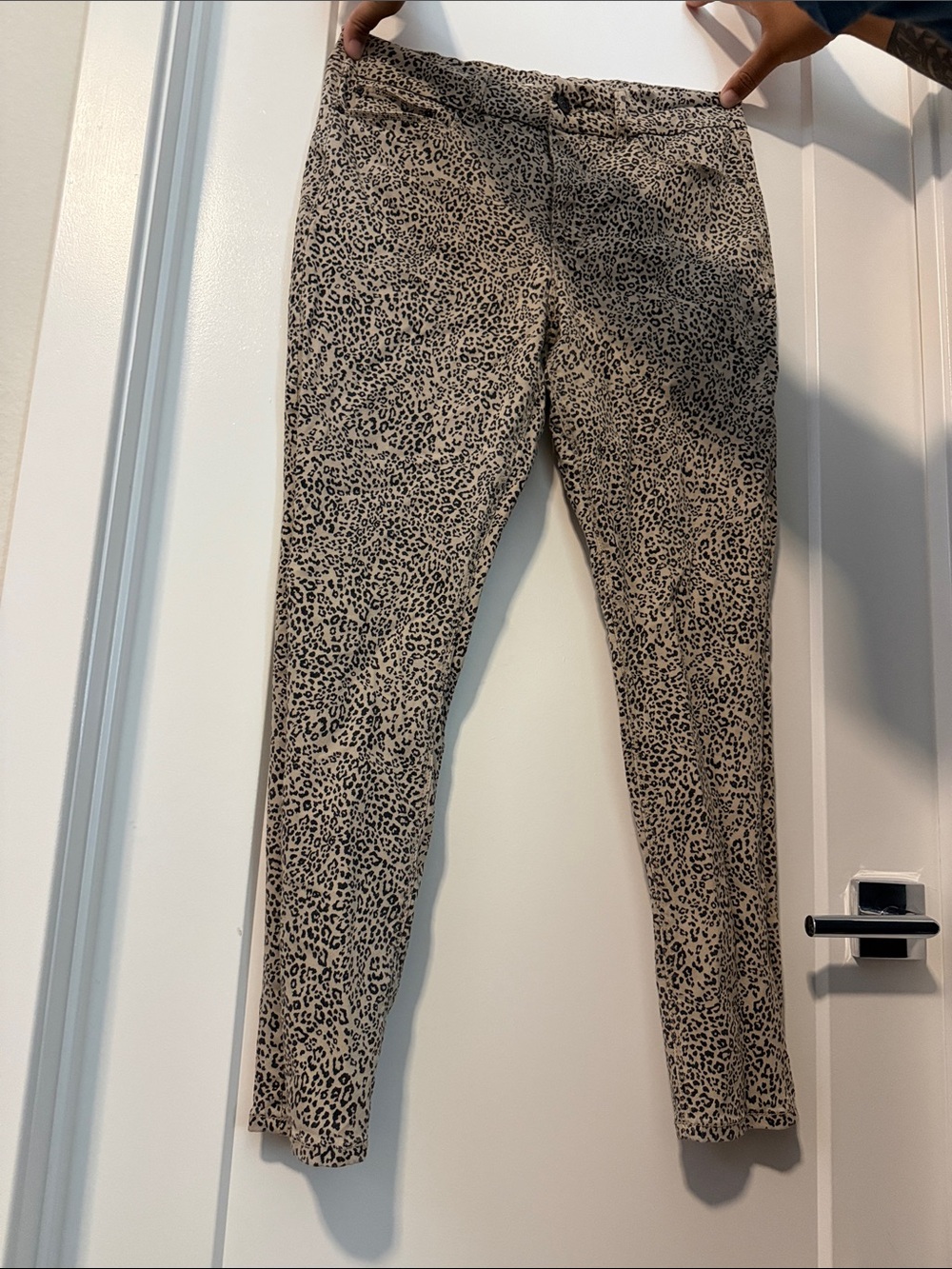 Seven7 Beige and Black Leopard Print Straight Leg Pants